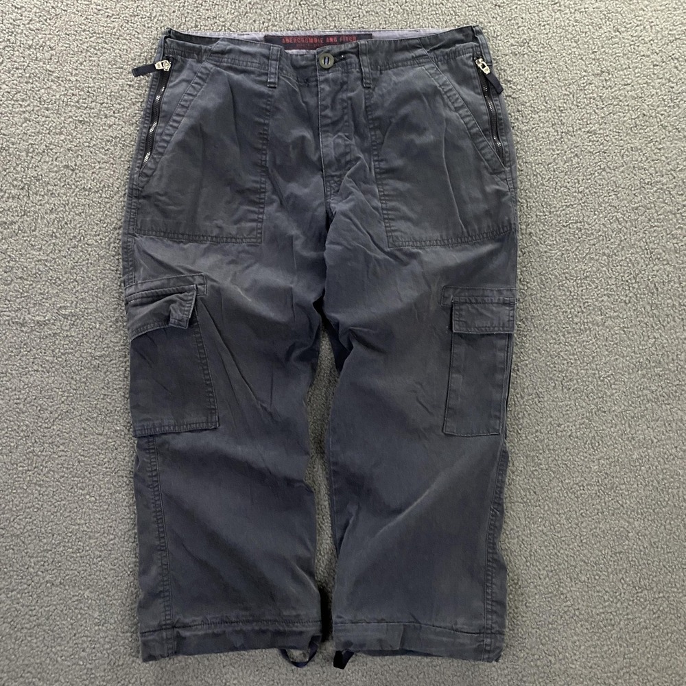 Abercrombie & Fitch Pants Womens 10 Gray Cargo Capri Crop Paratroops Vintage Y2K